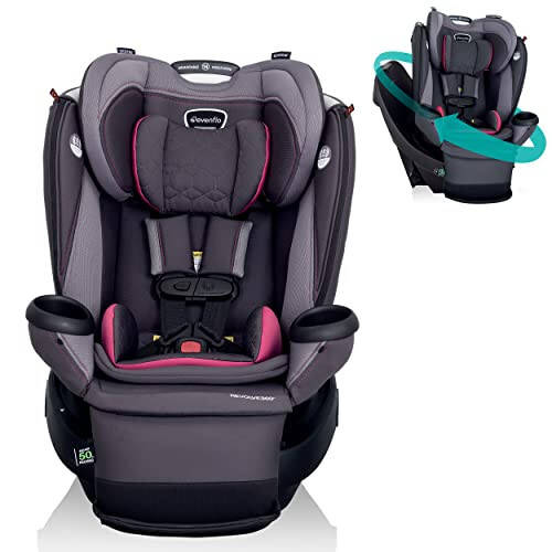 Evenflo Revolve360 Extend Rotational All-in-One Convertible Car Seat with Quick Clean Cover, 360° Rotation, Rear-Facing Up to 50 Lbs, Rowe Pink - 1