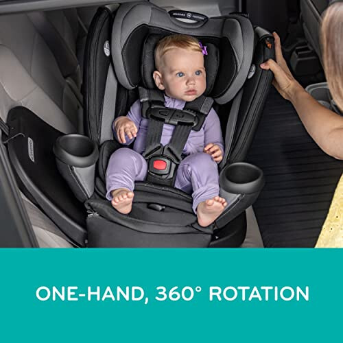 Evenflo Revolve360 Extend Rotational All-in-One Convertible Car Seat with Quick Clean Cover, 360° Rotation, Rear-Facing Up to 50 Lbs, Rowe Pink - 6