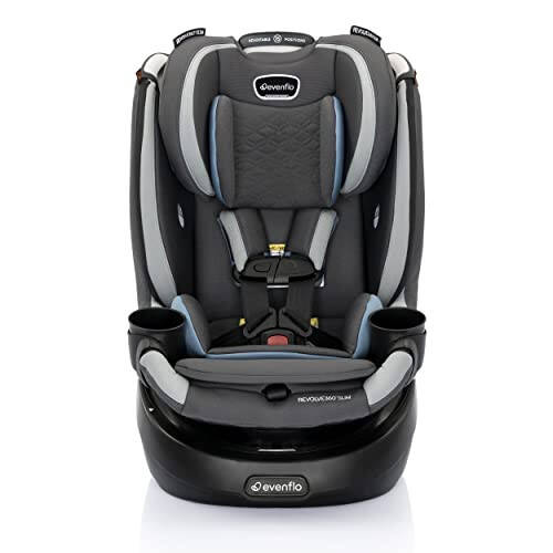 Evenflo Revolve360 Slim 2-in-1 Rotational Car Seat with Quick Clean Cover (Stow Blue) - 1