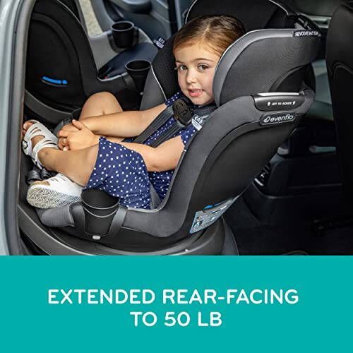 Evenflo Revolve360 Slim 2-in-1 Rotational Car Seat with Quick Clean Cover (Stow Blue) - 4