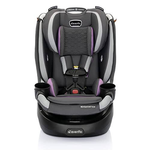 Evenflo Revolve360 Slim 2-in-1 Rotational Car Seat with Quick Clean Cover (Sutton Purple) - 7