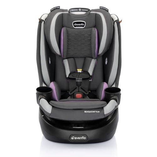 Evenflo Revolve360 Slim 2-in-1 Rotational Car Seat with Quick Clean Cover (Sutton Purple) - 1