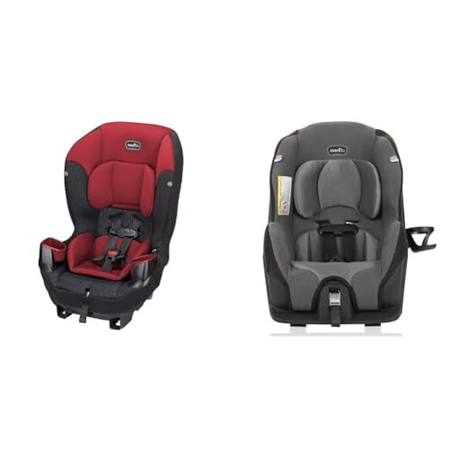 Evenflo Sonus 65 Convertible Car Seat, Rocco Red & Tribute LX 2-in-1 Lightweight Convertible Car Seat, Travel Friendly (Saturn Gray) - 1