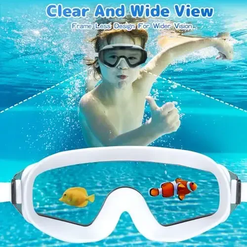 EverSport 2 Pack Kids Swim Goggles 8-16 yoshdagi bolalar uchun qo'shimcha silikon qatlamli suzish ko'zoynaklari, o'g'il va qiz bolalar uchun suzish ko'zoynaklari - 3