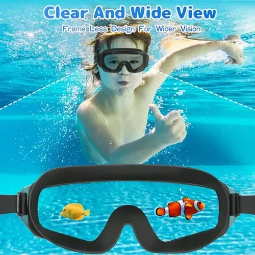 EverSport 2 Pack Kids Swim Goggles Age 8-16 Qo'shimcha silikon qatlamli bolalar uchun suzish ko'zoynaklari, 8-16 yoshdagi o'g'il qizlar uchun suzish ko'zoynaklari - 3