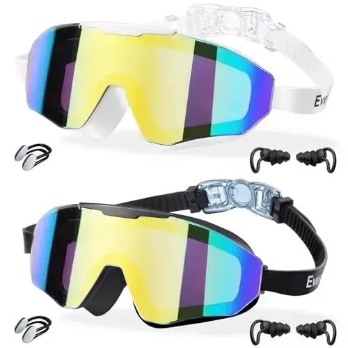 EverSport 2 Pack Kids Swim Goggles Age 8-16 Qo'shimcha silikon qatlamli bolalar uchun suzish ko'zoynaklari, o'smirlar uchun suzish ko'zoynaklari, o'g'il bolalar va qizlar - 1