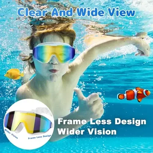 EverSport 2 Pack Kids Swim Goggles Age 8-16 Qo'shimcha silikon qatlamli bolalar uchun suzish ko'zoynaklari, o'smirlar uchun suzish ko'zoynaklari, o'g'il bolalar va qizlar - 3