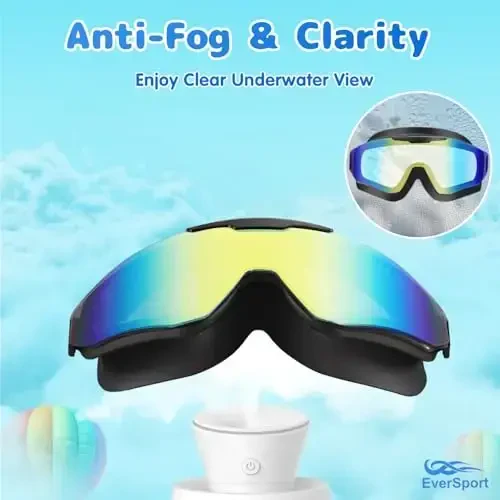 EverSport 2 Pack Kids Swim Goggles Age 8-16 Qo'shimcha silikon qatlamli bolalar uchun suzish ko'zoynaklari, o'smirlar uchun suzish ko'zoynaklari, o'g'il bolalar va qizlar - 4