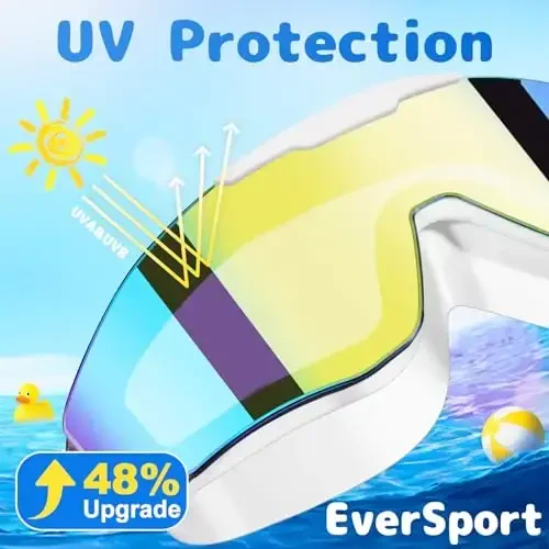 EverSport 2 Pack Kids Swim Goggles Age 8-16 Qo'shimcha silikon qatlamli bolalar uchun suzish ko'zoynaklari, o'smirlar uchun suzish ko'zoynaklari, o'g'il bolalar va qizlar - 5