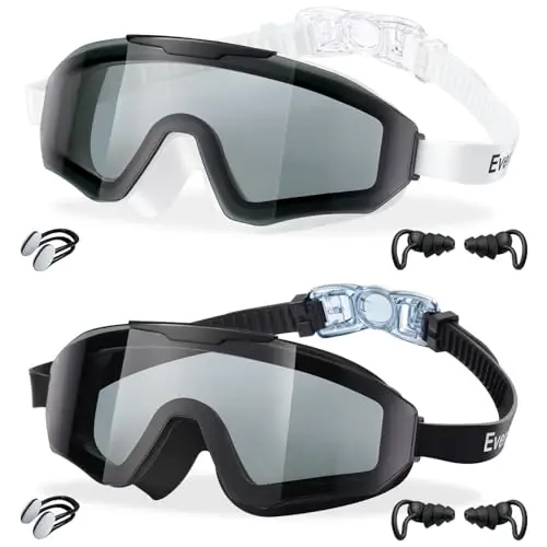 EverSport 2 Pack Kids Swim Goggles Age 8-16 Extra Silicone Layer, Swimming Goggles for kids Teen Youth Children Boys Girls - 1