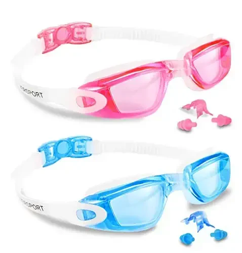 EverSport Kids Swim Goggles, Pack of 2 Swimming Goggles for Children Teens, Anti-Fog Anti-UV Youth Swim Glasses for Age4-16 
