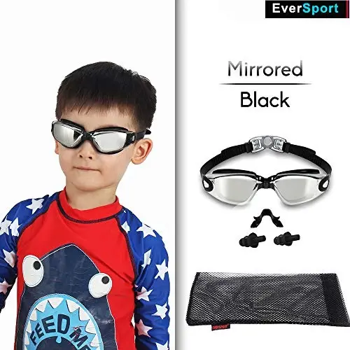 EverSport Kids Swim Goggles, Pack of 2 Swimming Goggles for Children Teens, Anti-Fog Anti-UV Youth Swim Glasses for Age4-16 - Modazone (1)