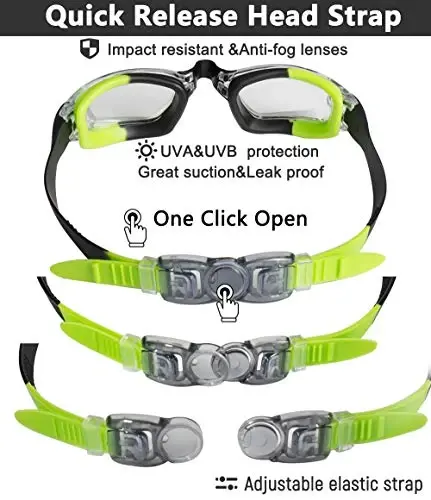 EverSport Kids Swim Goggles, Pack of 2 Swimming Goggles for Children Teens, Anti-Fog Anti-UV Youth Swim Glasses for Age4-16 - 3