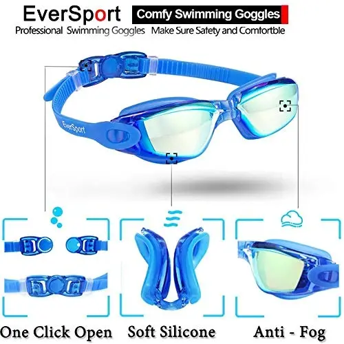 EverSport Kids Swim Goggles, Pack of 2 Swimming Goggles for Children Teens, Anti-Fog Anti-UV Youth Swim Glasses for Age4-16 - 10