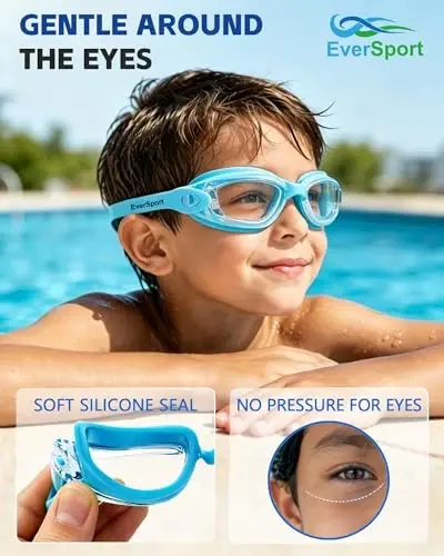EverSport Kids Swim Goggles, Pack of 2 Swimming Goggles for Children Teens, Anti-Fog Anti-UV Youth Swim Glasses for Age4-16 - EVERSPORT