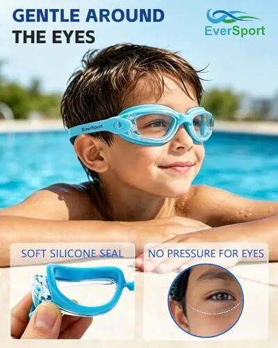 EverSport Kids Swim Goggles 2 Pack Anti-Fog Anti-UV Youth Boys Girls 4-16 | UV Protection Clear View Underwater Pool Swimming Goggles Glasses with 3 Nose Pieces, Ideal for Pool, Beach, Swim Lessons - EverSport (1)