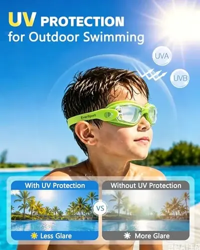 EverSport Kids Swim Goggles 2 Pack Anti-Fog Anti-UV Youth Boys Girls 4-16 | UV Protection Clear View Underwater Pool Swimming Goggles Glasses with 3 Nose Pieces, Ideal for Pool, Beach, Swim Lessons - 5