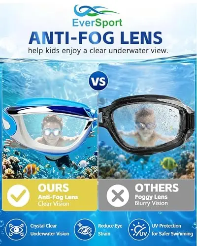 EverSport Kids Swim Goggles, Pack of 2 Swimming Goggles for Children Teens, Anti-Fog Anti-UV Youth Swim Glasses for Age 4-16 - 4
