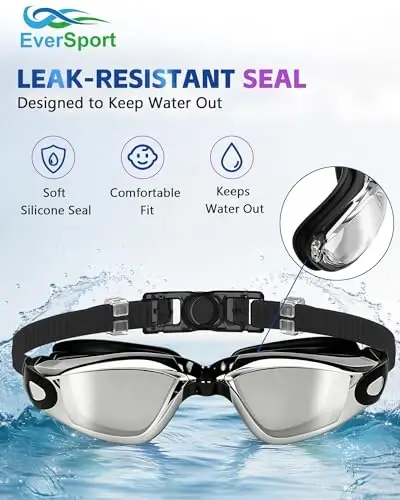 EverSport Kids Swim Goggles, Pack of 2 Swimming Goggles for Children Teens, Anti-Fog Anti-UV Youth Swim Glasses for Age 4-16 - 6