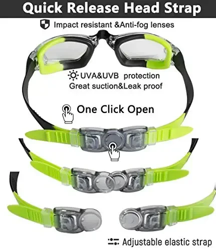 EverSport Kids Swim Goggles, Pack of 2 Swimming Goggles for Children Teens, Anti-Fog Anti-UV Youth Swim Glasses for Age 4-16 - 3