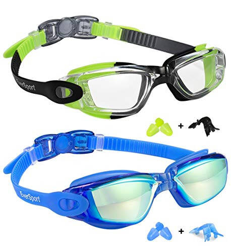 EverSport Kids Swim Goggles, Pack of 2 Swimming Goggles for Children Teens, Anti-Fog Anti-UV Youth Swim Glasses for Age4-16 - 73