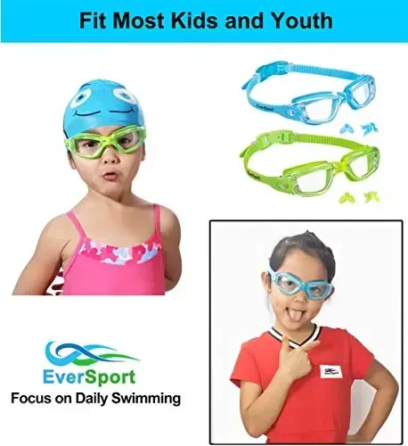 EverSport Kids Swim Goggles, Pack of 2 Swimming Goggles for Children Teens, Anti-Fog Anti-UV Youth Swim Glasses for Age4-16 - 5