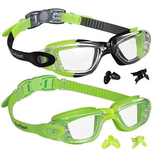 EverSport Kids Swim Goggles, Pack of 2 Swimming Goggles for Children Teens, Anti-Fog Anti-UV Youth Swim Glasses for Age4-16 - 1