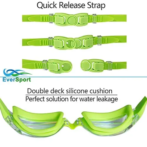 EverSport Kids Swim Goggles, Pack of 2 Swimming Goggles for Children Teens, Anti-Fog Anti-UV Youth Swim Glasses for Age4-16 - 5