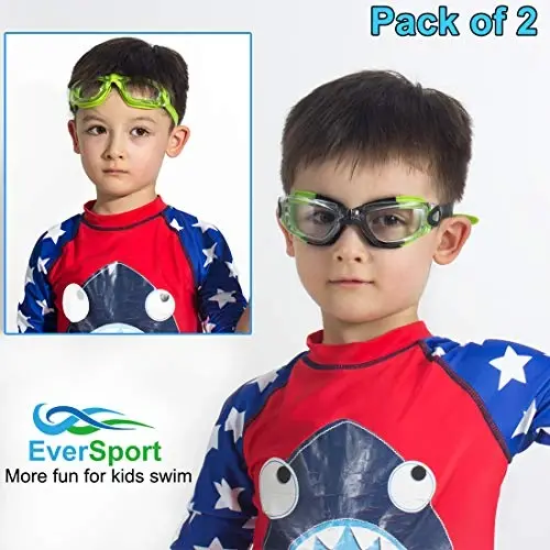 EverSport Kids Swim Goggles, Pack of 2 Swimming Goggles for Children Teens, Anti-Fog Anti-UV Youth Swim Glasses for Age4-16 - 7