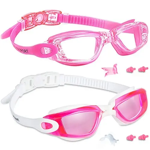 EverSport Kids Swim Goggles, Pack of 2 Swimming Goggles for Children Teens, Anti-Fog Anti-UV Youth Swim Glasses for Age4-16 - EVERSPORT