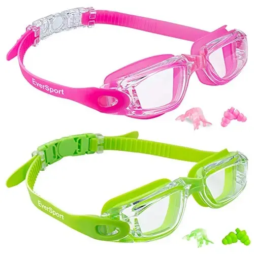 EverSport Kids Swim Goggles, Pack of 2 Swimming Goggles for Children Teens, Anti-Fog Anti-UV Youth Swim Glasses for Age4-16 - 1
