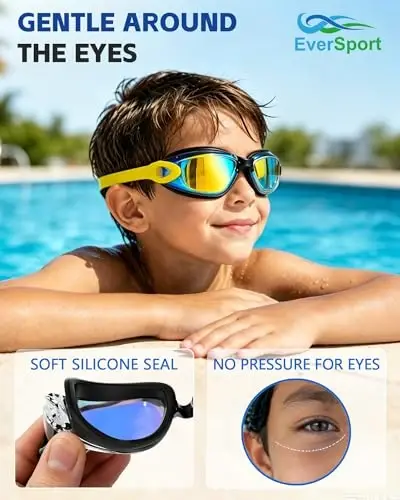 EverSport Kids Swim Goggles, Pack of 2 Swimming Goggles for Children Teens, Anti-Fog Anti-UV Youth Swim Glasses for Age4-16 - 2