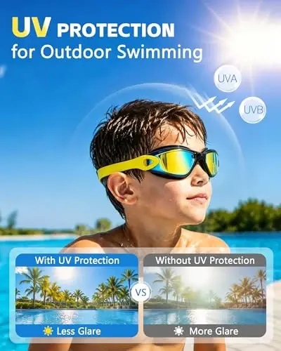 EverSport Kids Swim Goggles, Pack of 2 Swimming Goggles for Children Teens, Anti-Fog Anti-UV Youth Swim Glasses for Age4-16 - 5