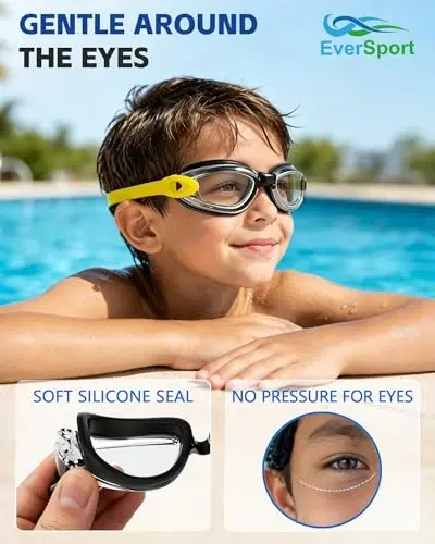 EverSport Kids Swim Goggles, Pack of 2 Swimming Goggles for Children Teens, Anti-Fog Anti-UV Youth Swim Glasses for Age4-16 - EVERSPORT (1)