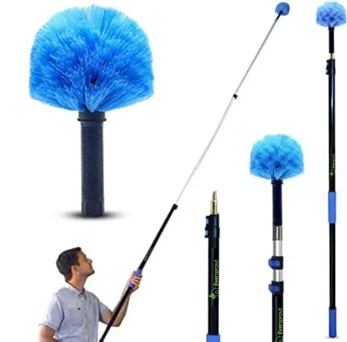EVERSPROUT 5-to-12 Foot Cobweb Duster & Pole Combo, Extendable to 20 Ft | For High Ceilings and Spider Webs, Vents, Wall Edges, Baseboards and More, Soft Bristles, Adjustable Pole - 1