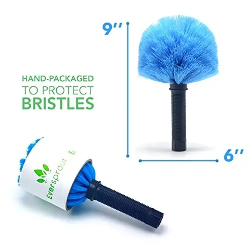 EVERSPROUT Twist-On Cobweb Duster | Qil tutuvchi cho'tka, qo'lda qadoqlangan | Ichki va tashqi cho'tka | Standart Acme o'qli tayoqlarga mos keladi | Dastali cho'tka, tayoq yo'q (o'rta qattiqlikdagi tuklar) - 3