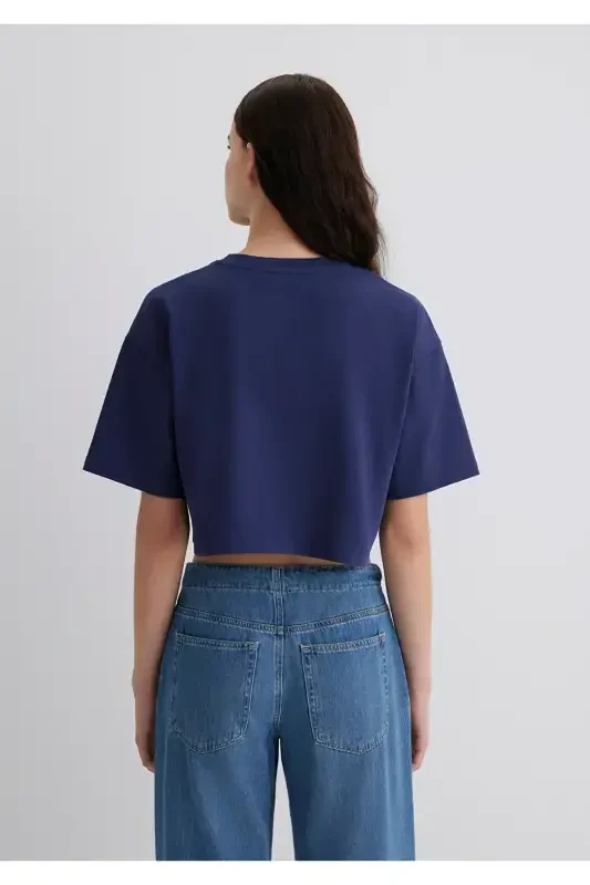 Evil Eye Bead Printed Navy Blue T-Shirt Crop / Short - 10