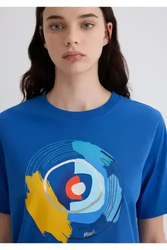 Evil Eye Bead Printed Navy Blue T-Shirt Crop / Short - 6