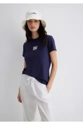 Evil Eye Bead Printed Navy Blue T-Shirt Regular Fit - 1