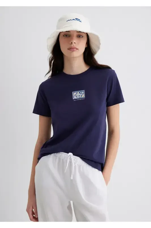 Evil Eye Bead Printed Navy Blue T-Shirt Regular Fit - 2