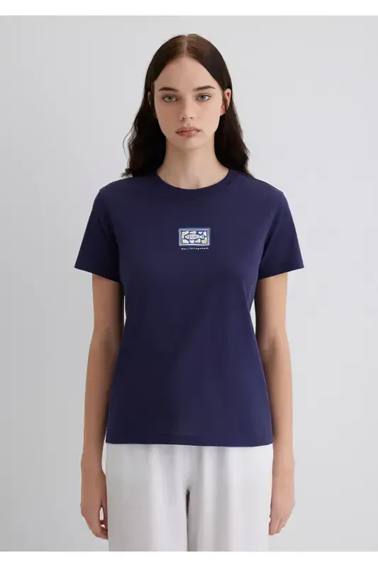 Evil Eye Bead Printed Navy Blue T-Shirt Regular Fit - 14