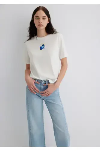 Evil Eye Bead Printed White T-Shirt Regular Fit / Normal Cut 1613444-70057 - MAVI (1)