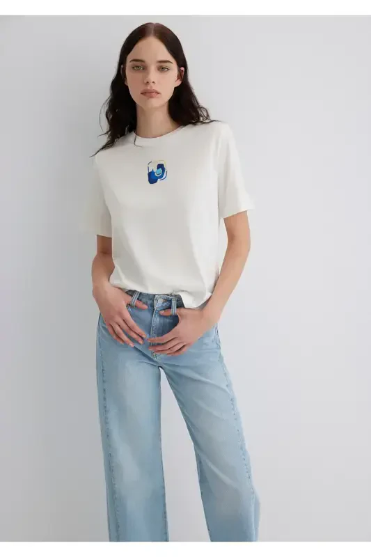 Evil Eye Bead Printed White T-Shirt Regular Fit / Normal Cut 1613444-70057 - 2