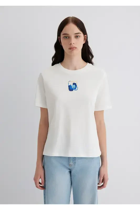 Evil Eye Bead Printed White T-Shirt Regular Fit / Normal Cut 1613444-70057 - 3