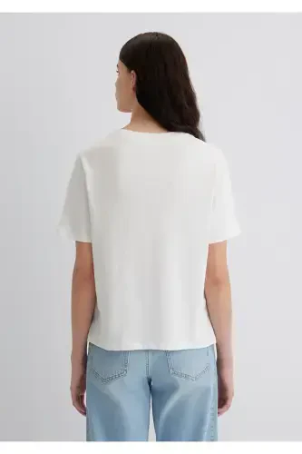 Evil Eye Bead Printed White T-Shirt Regular Fit / Normal Cut 1613444-70057 - 4