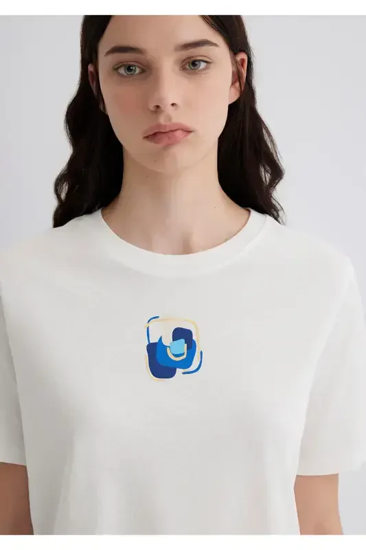 Evil Eye Bead Printed White T-Shirt Regular Fit / Normal Cut 1613444-70057 - 5