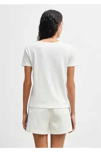 Evil Eye Embroidered Buttoned T-Shirt Slim Fit 1613430-70057 - 3