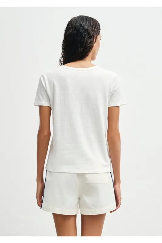 Evil Eye Embroidered Buttoned T-Shirt Slim Fit 1613430-70057 - 3