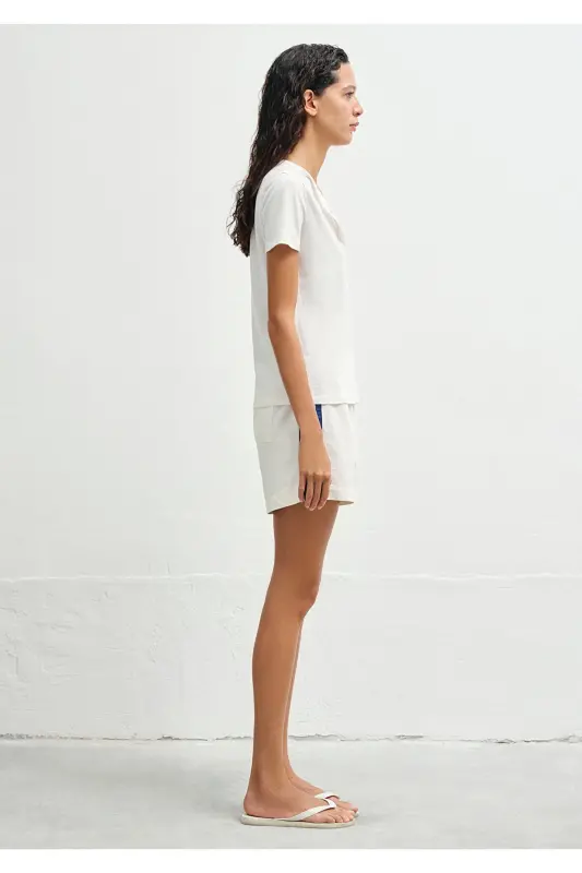 Evil Eye Embroidered Buttoned T-Shirt Slim Fit 1613430-70057 - 4