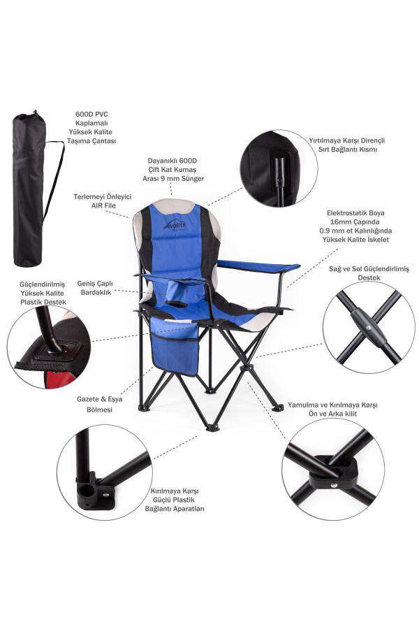 Evolite Folding Camping Table + 4 Evolite Folding Camping Chairs - Perfect for garden, balcony or picnics. - 4